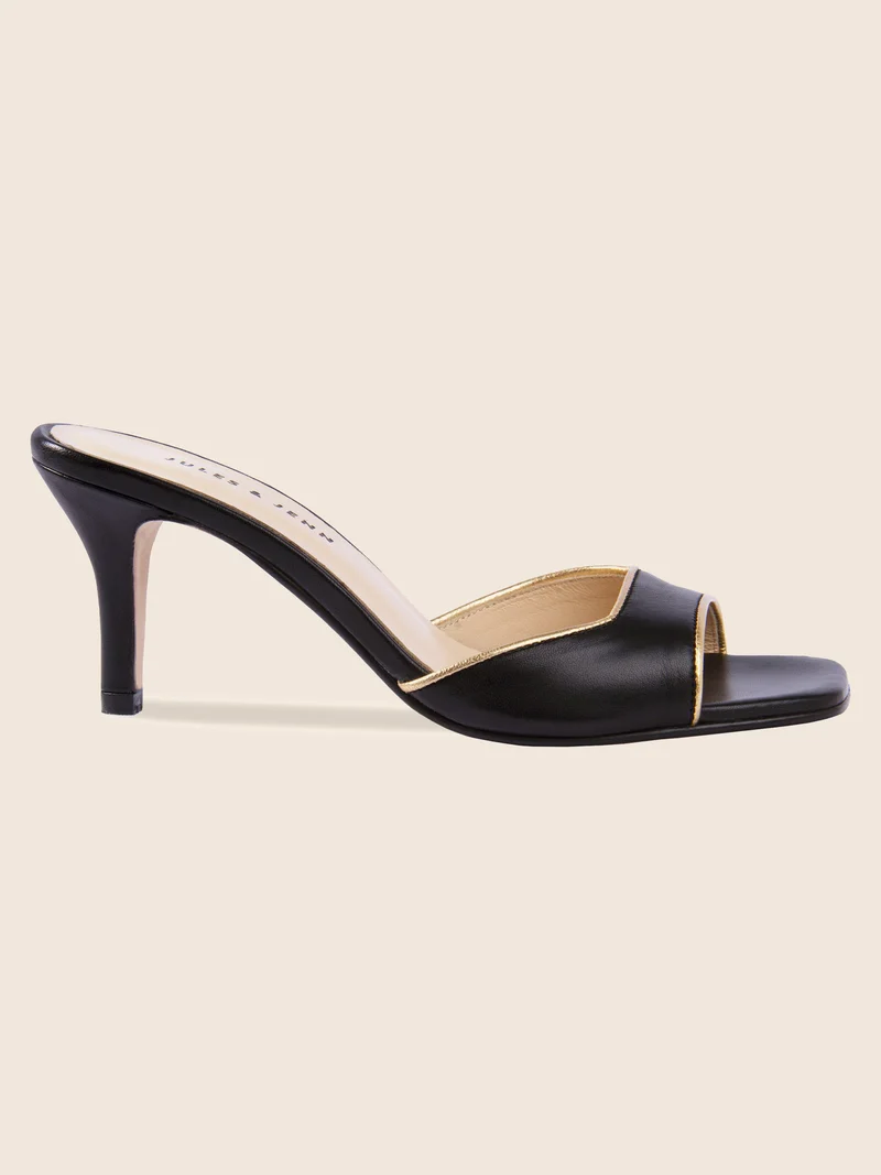 Mules talon fin cuir noir