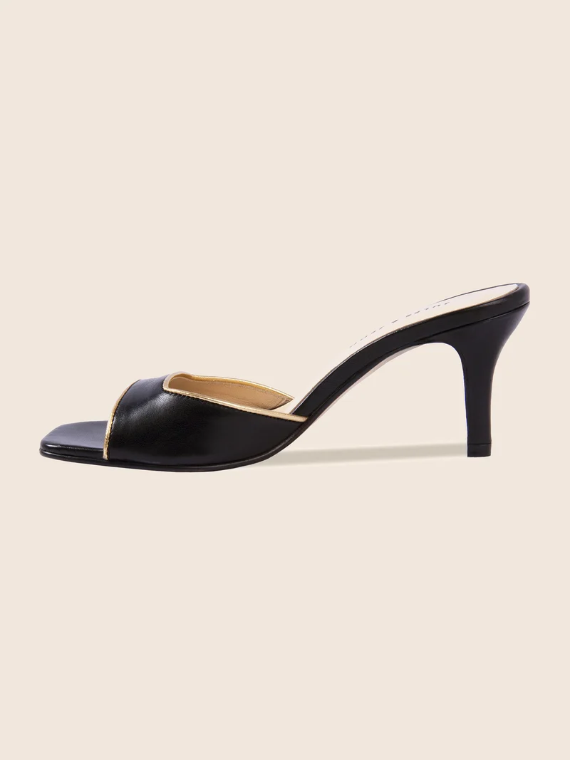 Mules talon fin cuir noir
