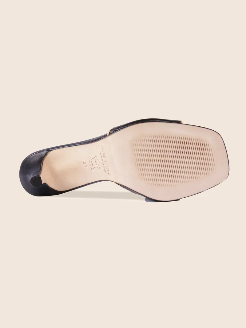 Mules talon fin cuir noir