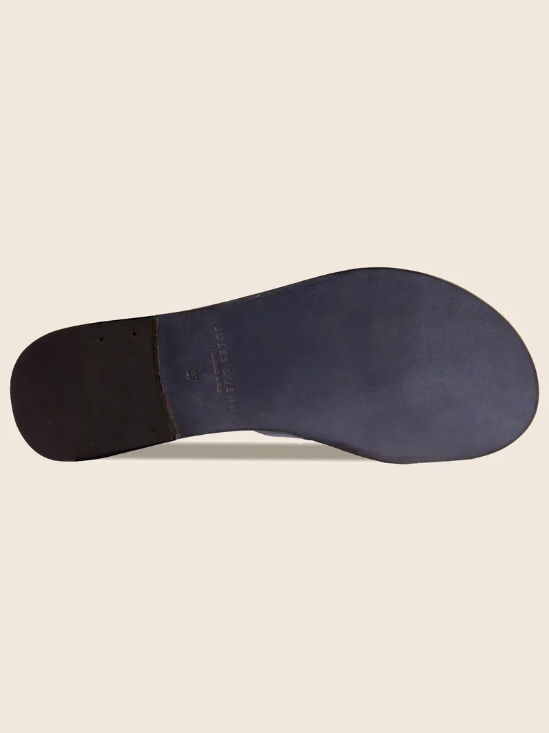 Mules plates brides cuir noir