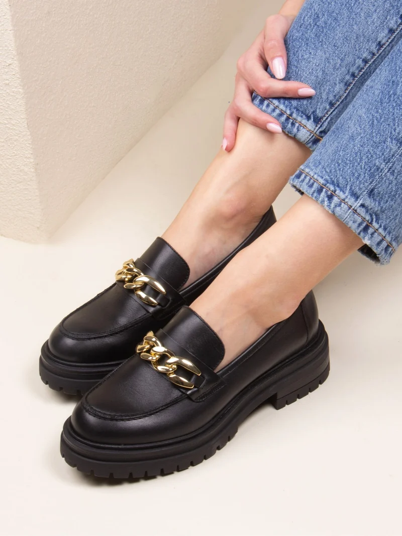 Mocassins crampons cuir noir