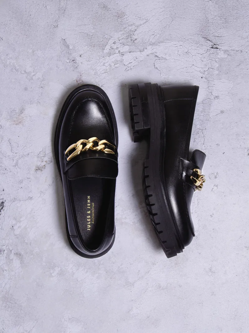 Mocassins crampons cuir noir