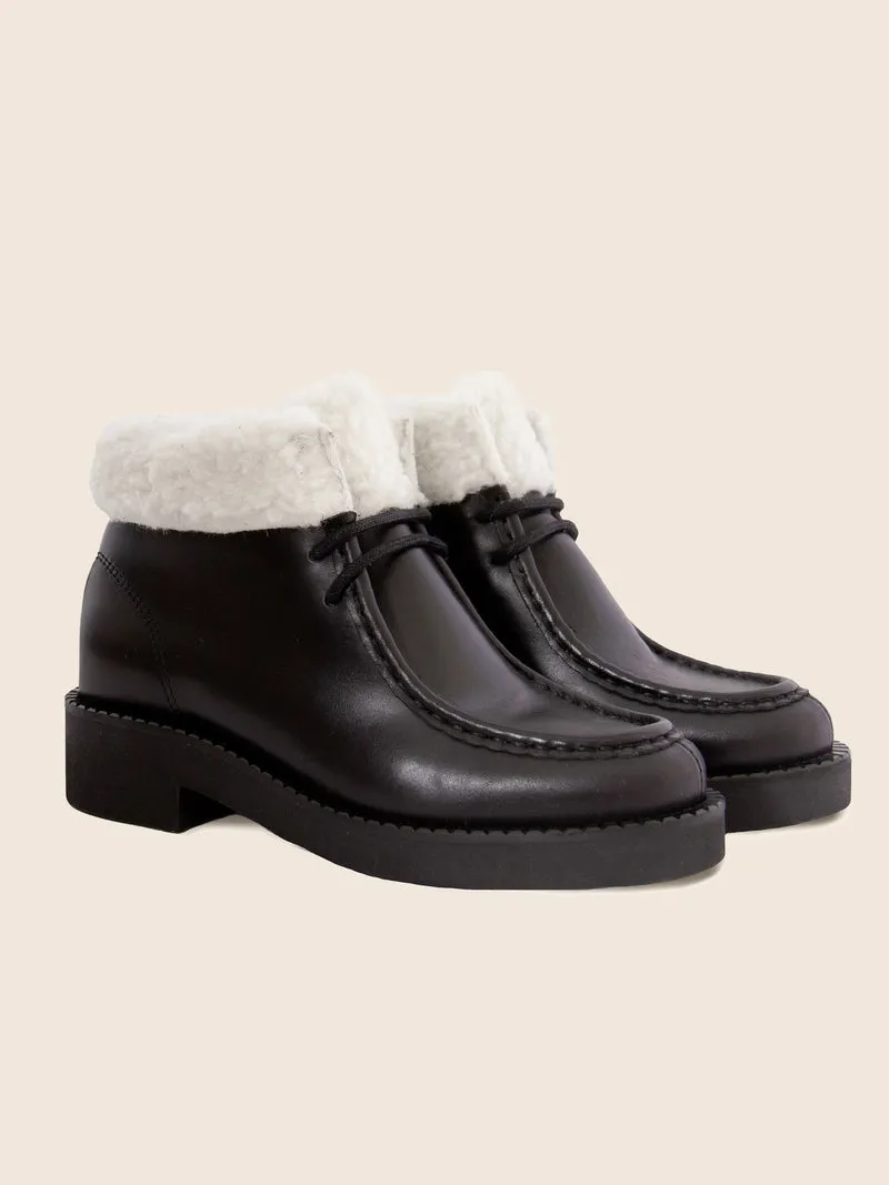 Bottines fourrées basses cuir noir