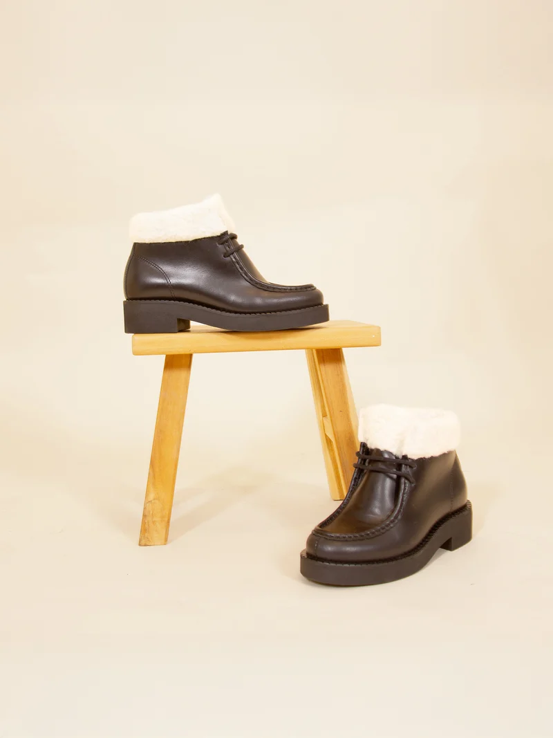 Bottines fourrées basses cuir noir