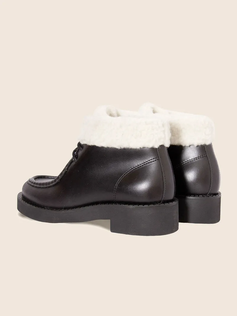 Bottines fourrées basses cuir noir