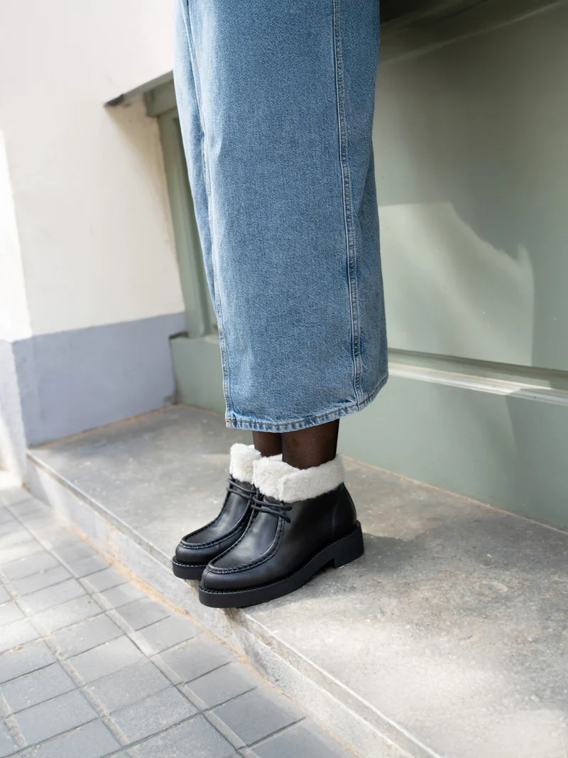 Bottines fourrées basses cuir noir