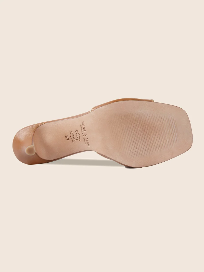 Mules talon fin cuir camel