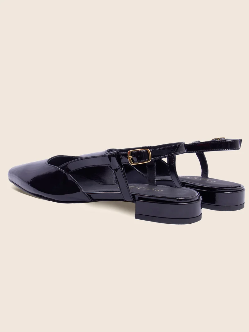 Ballerines slingback cuir vernis noir