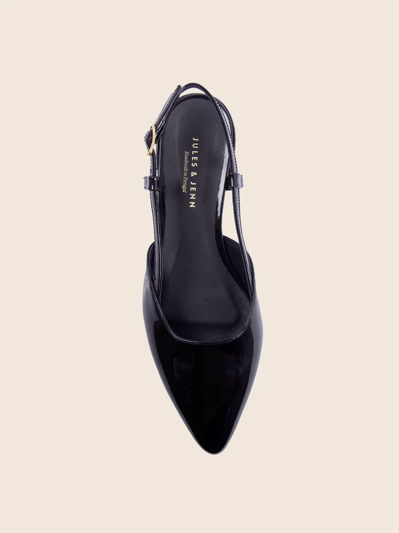 Ballerines slingback cuir vernis noir