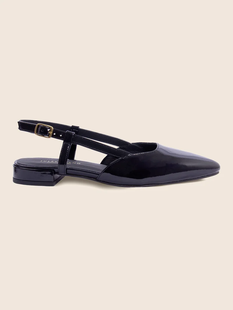 Ballerines slingback cuir vernis noir
