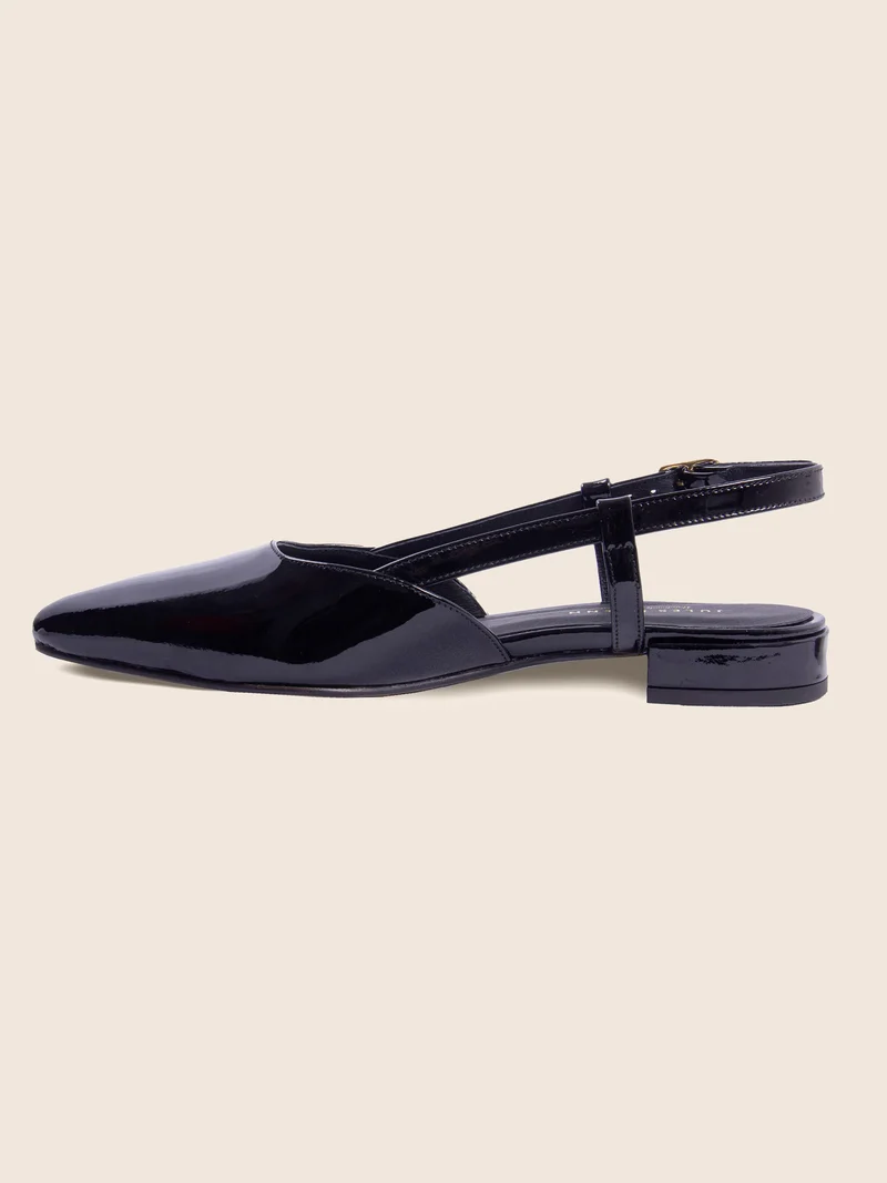 Ballerines slingback cuir vernis noir