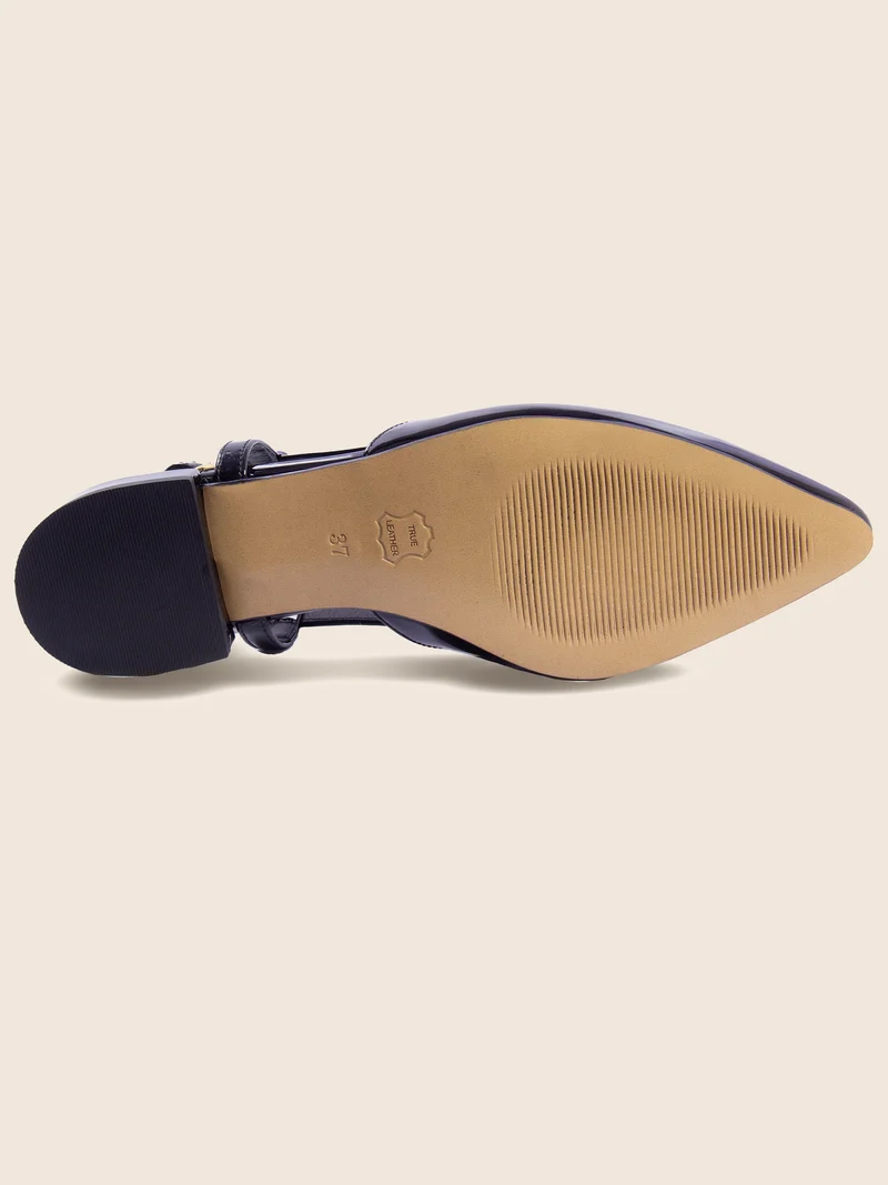 Ballerines slingback cuir vernis noir