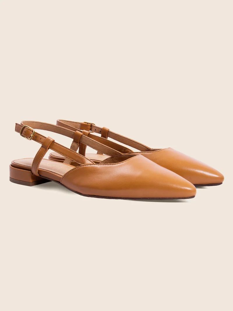 Ballerines slingback cuir camel