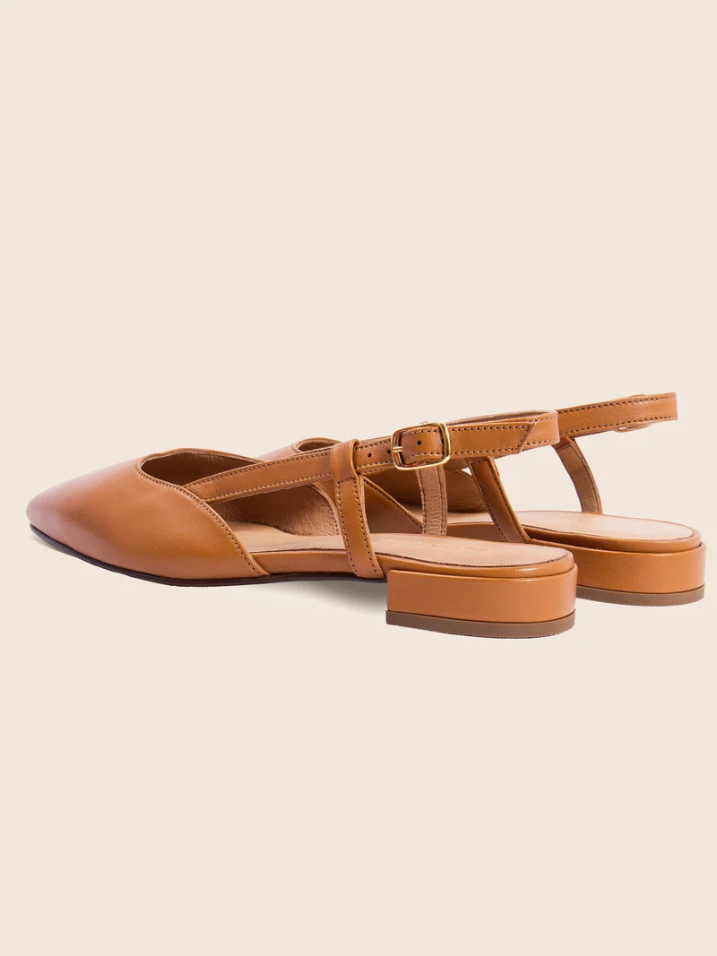 Ballerines slingback cuir camel