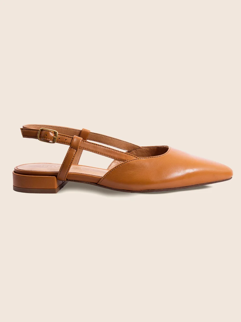 Ballerines slingback cuir camel