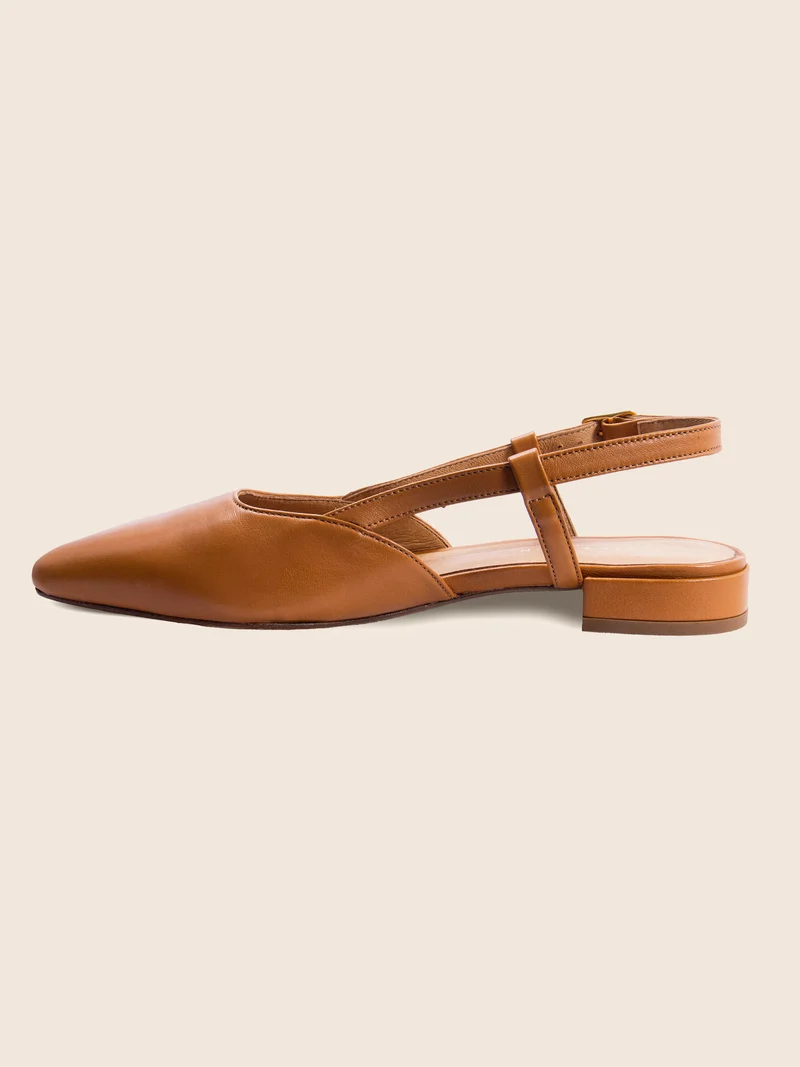 Ballerines slingback cuir camel