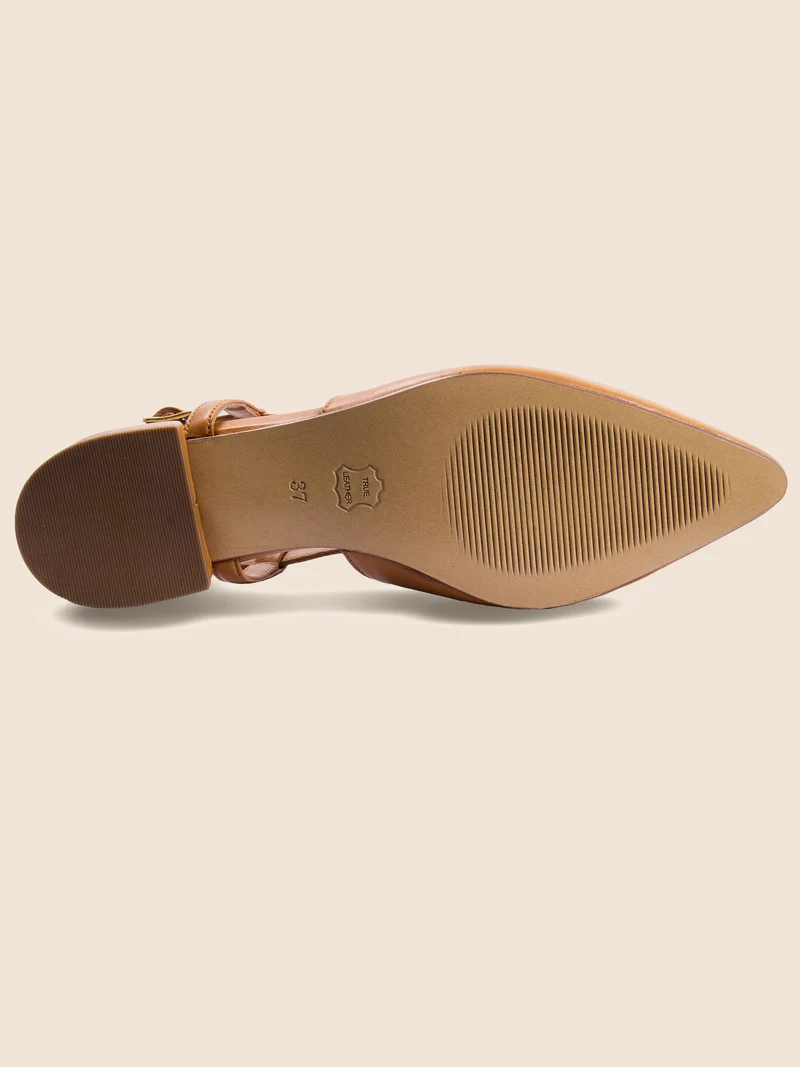 Ballerines slingback cuir camel