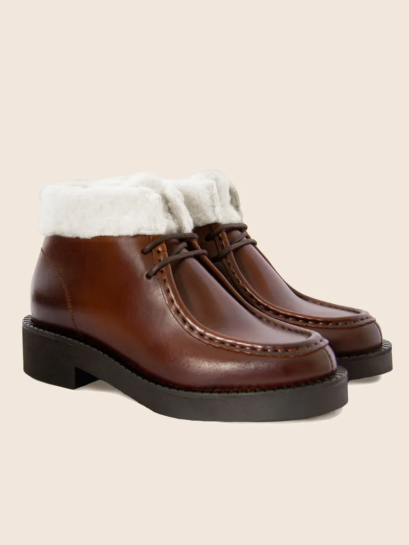 Bottines fourrées basses cuir marron