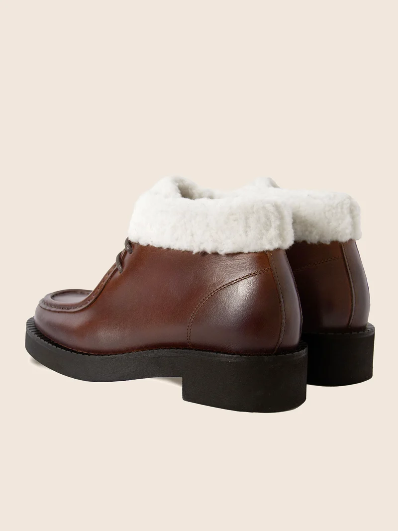 Bottines fourrées basses cuir marron