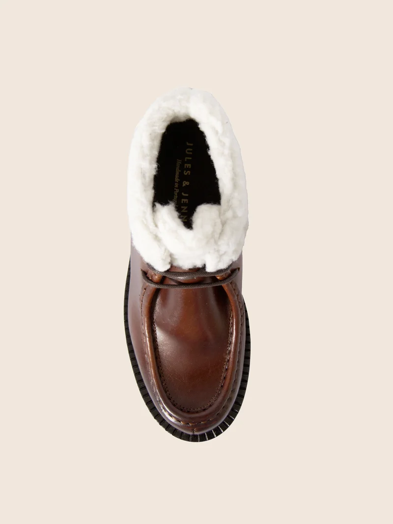 Bottines fourrées basses cuir marron