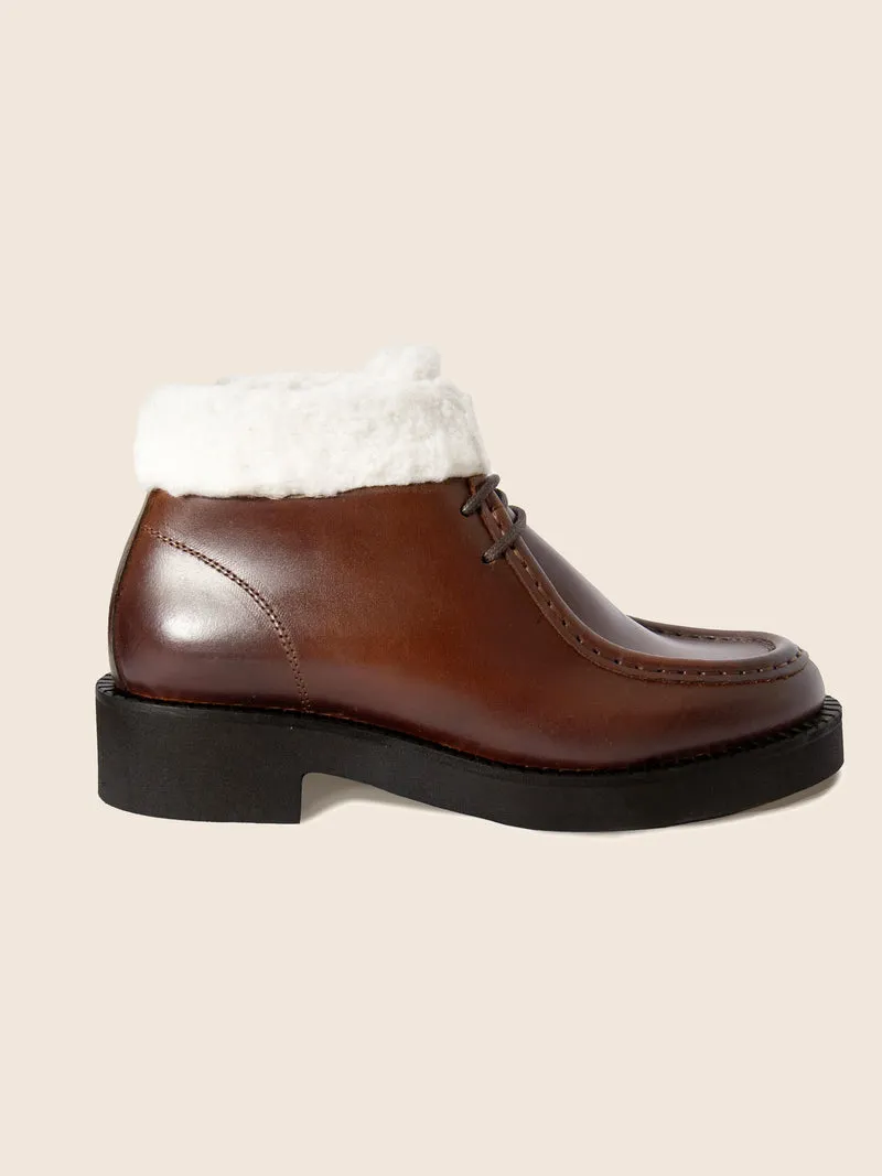 Bottines fourrées basses cuir marron