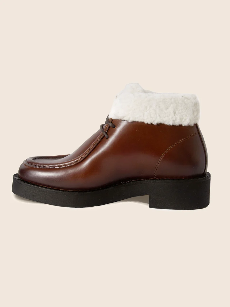 Bottines fourrées basses cuir marron