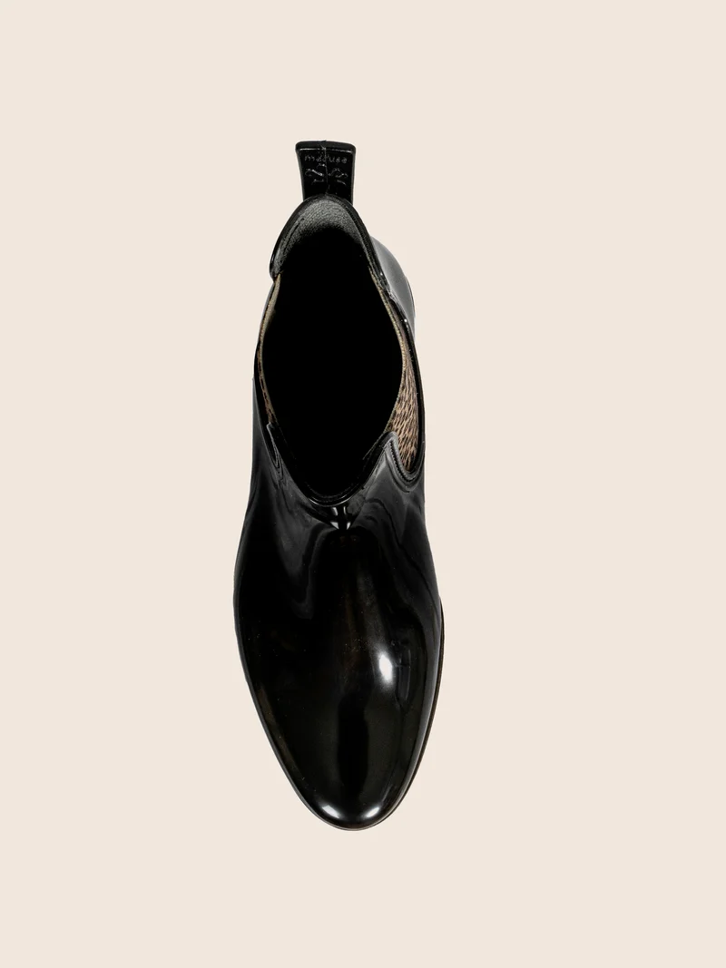 Bottines de pluie crantées noir léopard