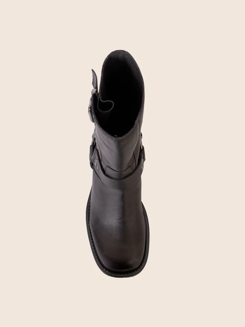 Bottines Biker cuir noir