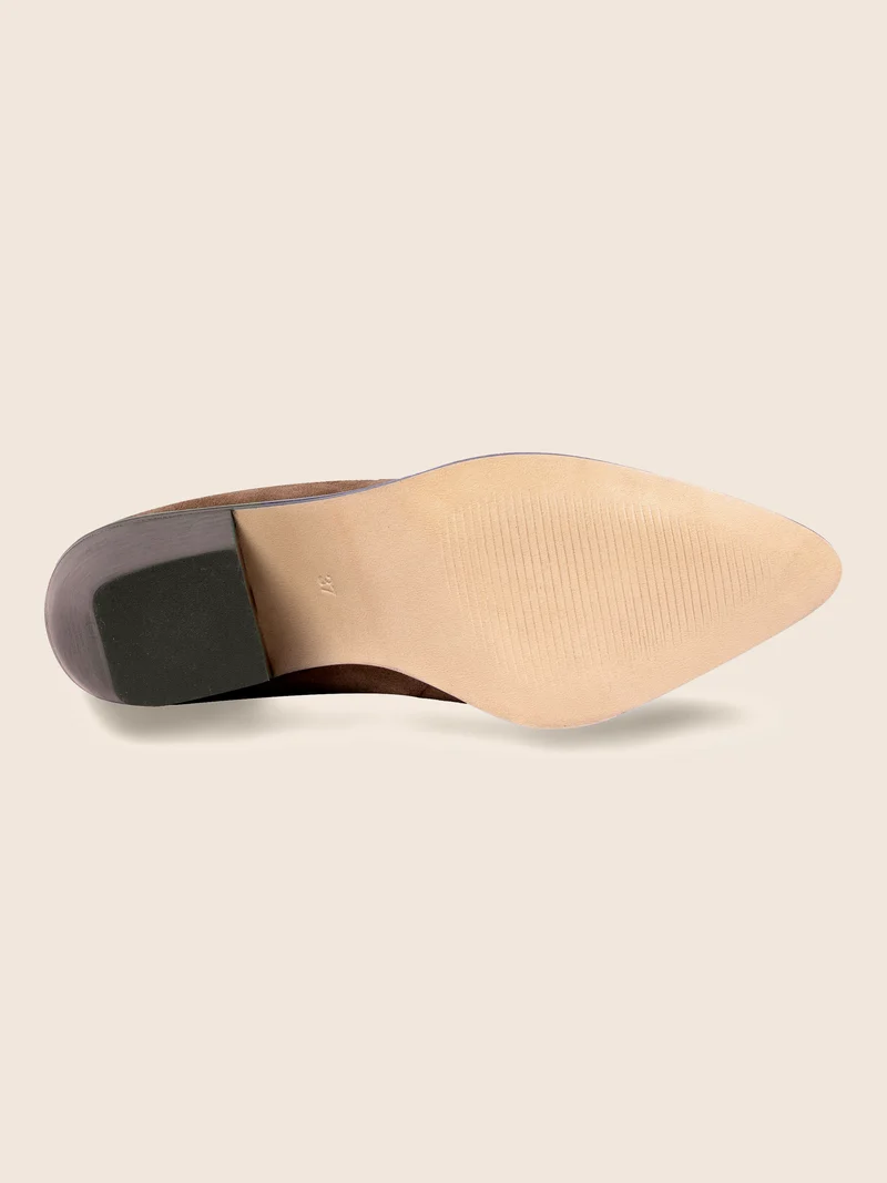 Bottines santiag cuir daim camel