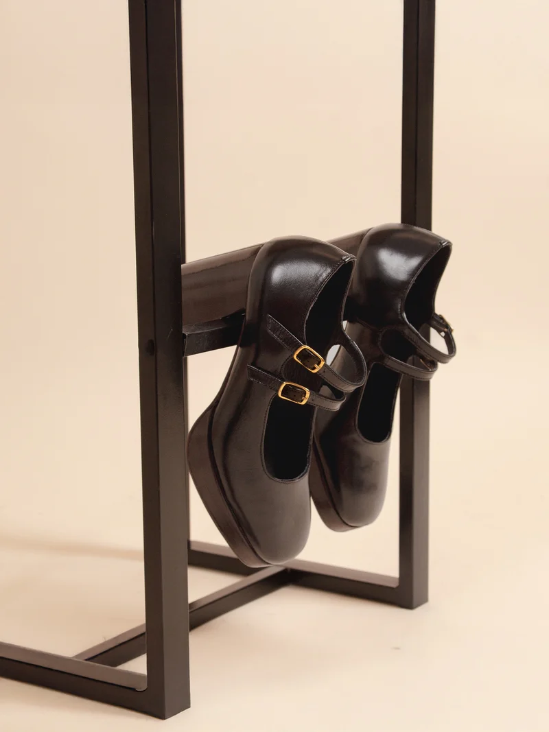 Babies plateforme cuir noir