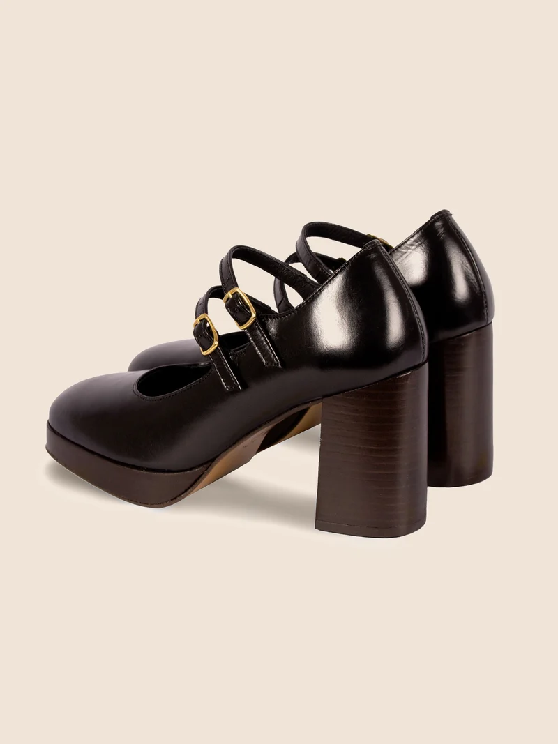 Babies plateforme cuir noir