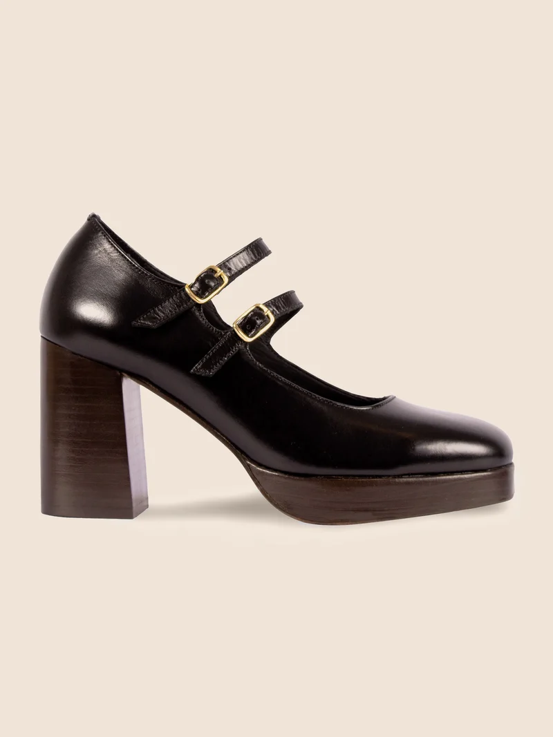 Babies plateforme cuir noir