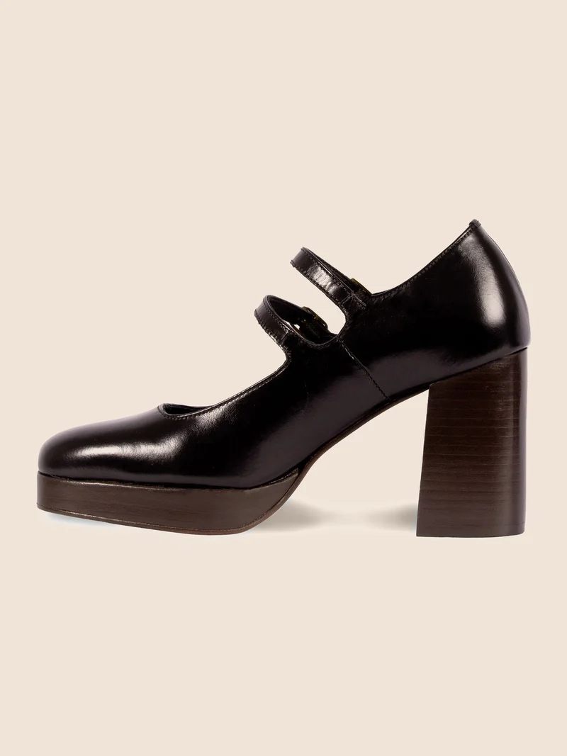 Babies plateforme cuir noir