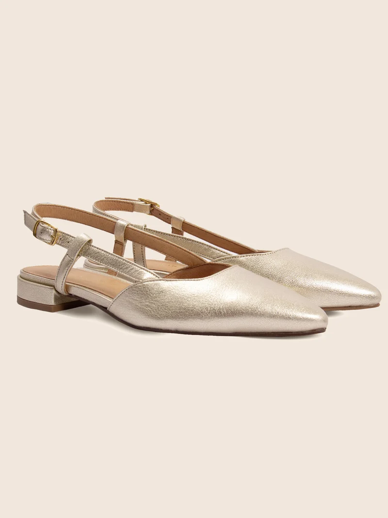 Ballerines slingback cuir doré