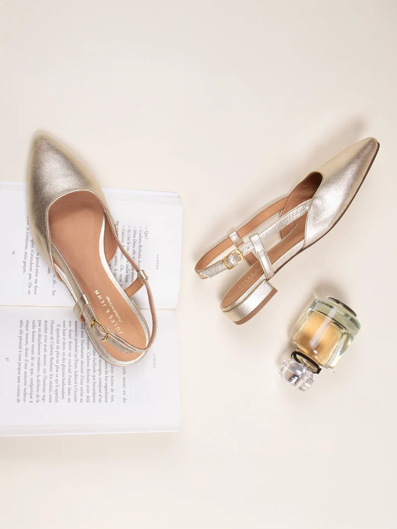 Ballerines slingback cuir doré