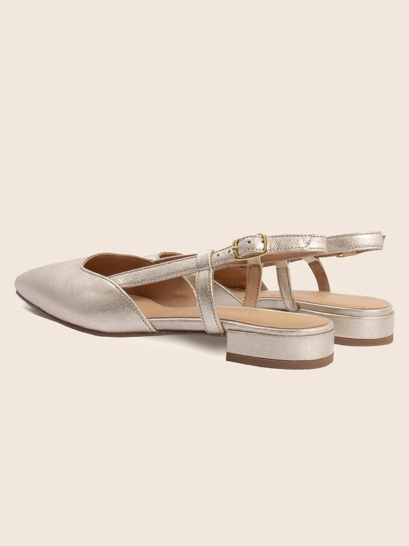 Ballerines slingback cuir doré