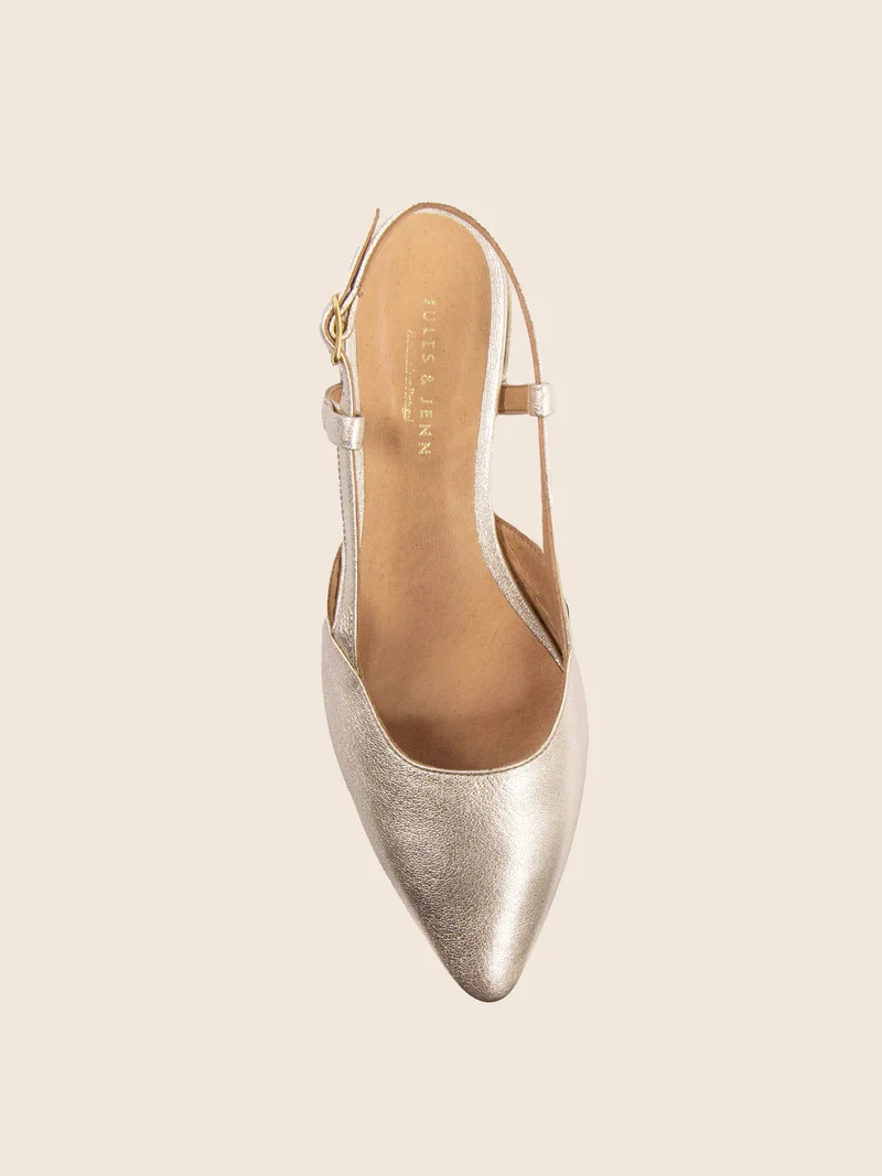 Ballerines slingback cuir doré