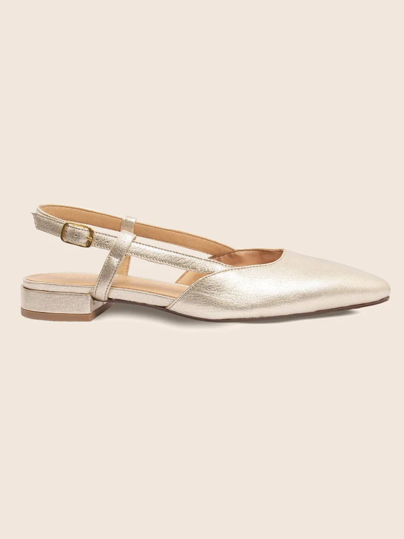 Ballerines slingback cuir doré