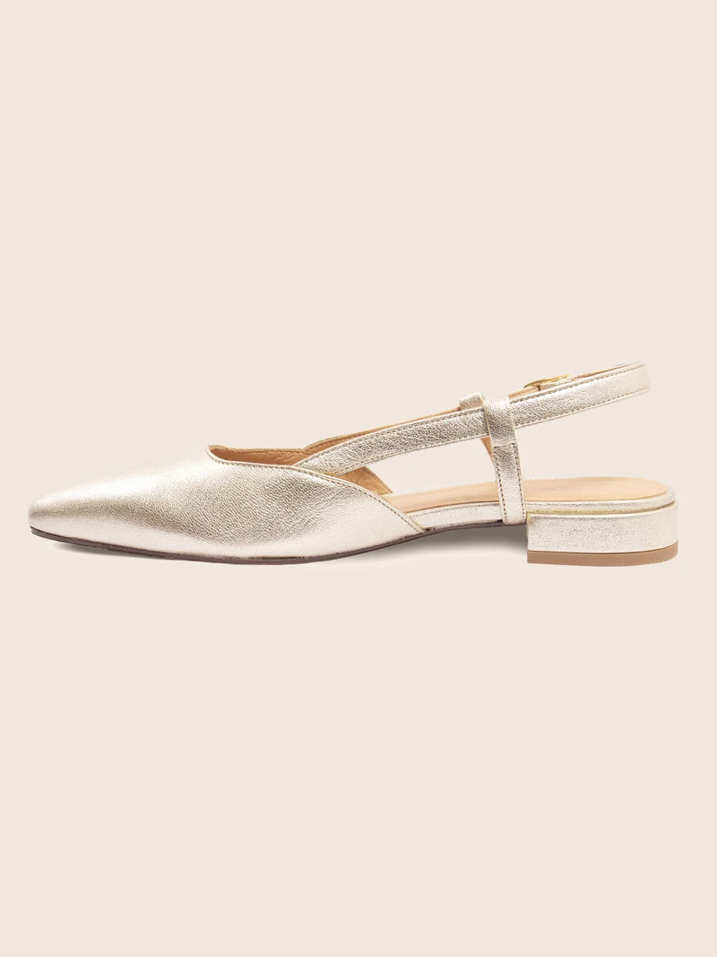 Ballerines slingback cuir doré