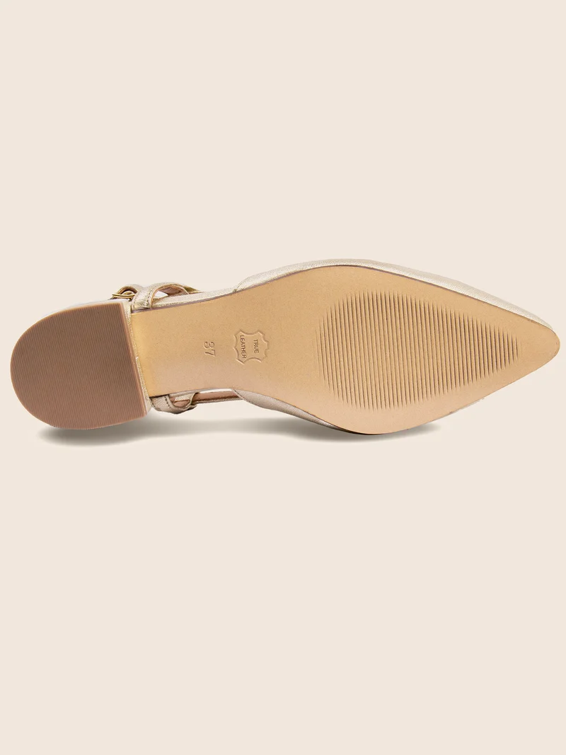 Ballerines slingback cuir doré