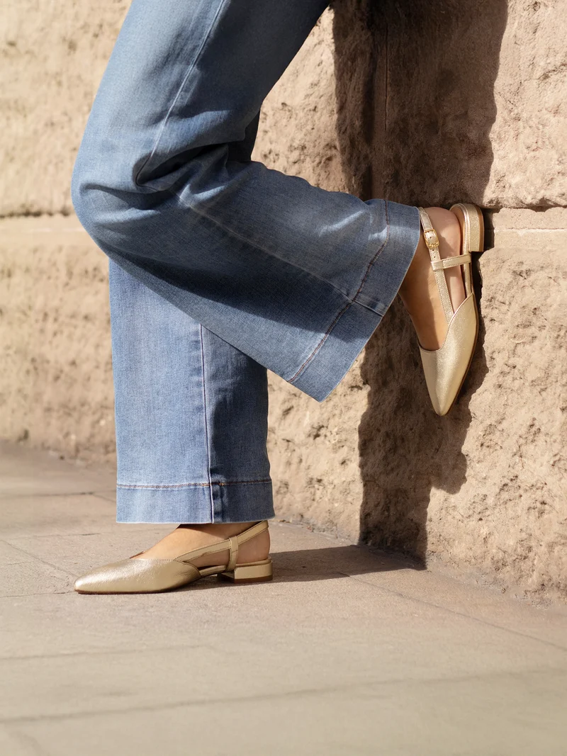 Ballerines slingback cuir doré