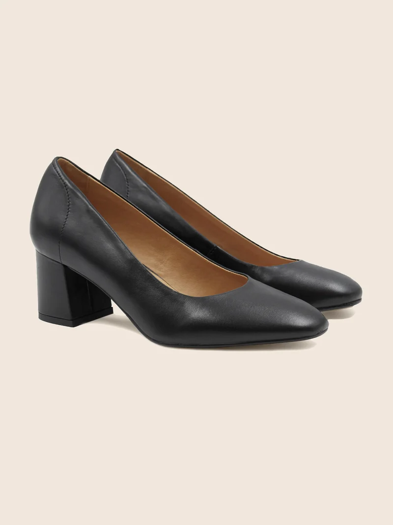 Escarpins rétro cuir noir