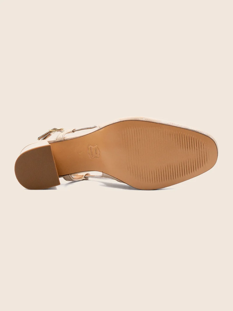 Escarpins slingback cuir vernis crème