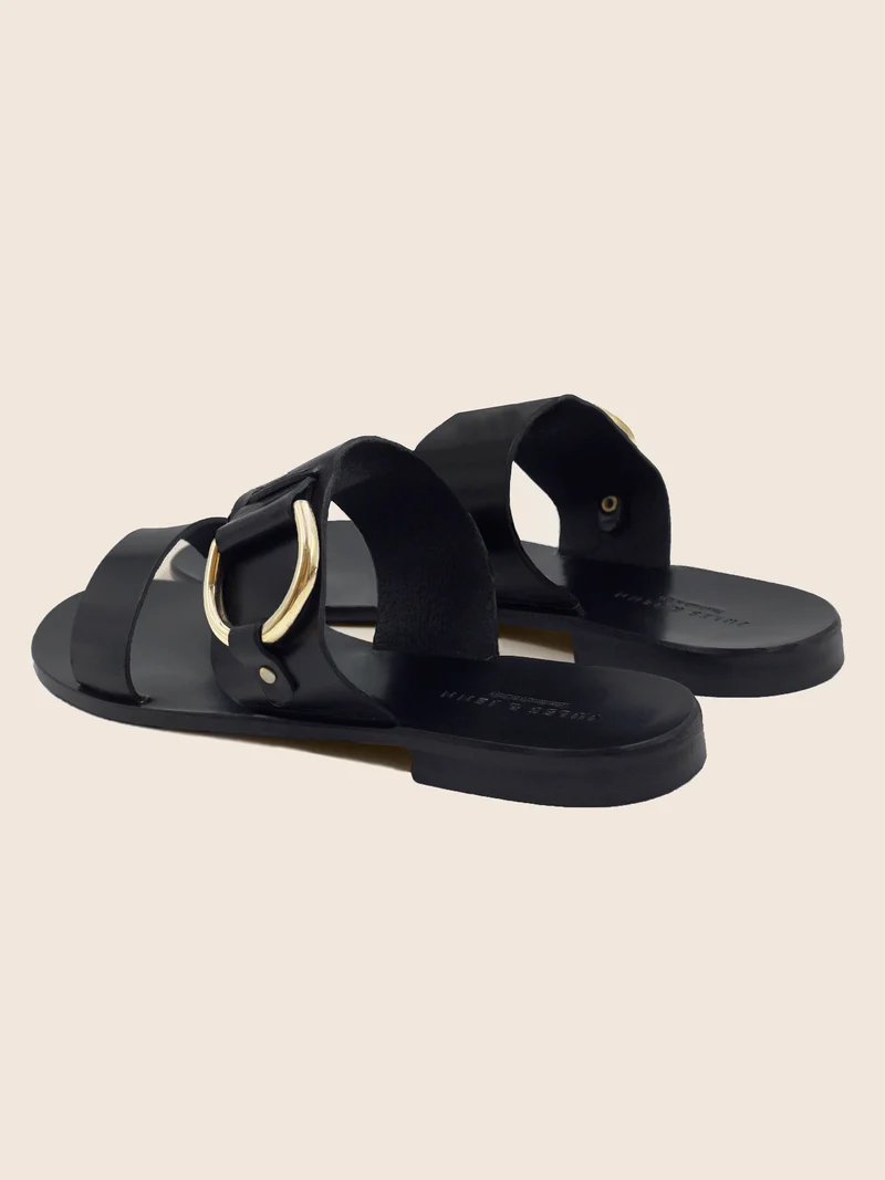 Sandales boucle cuir noir