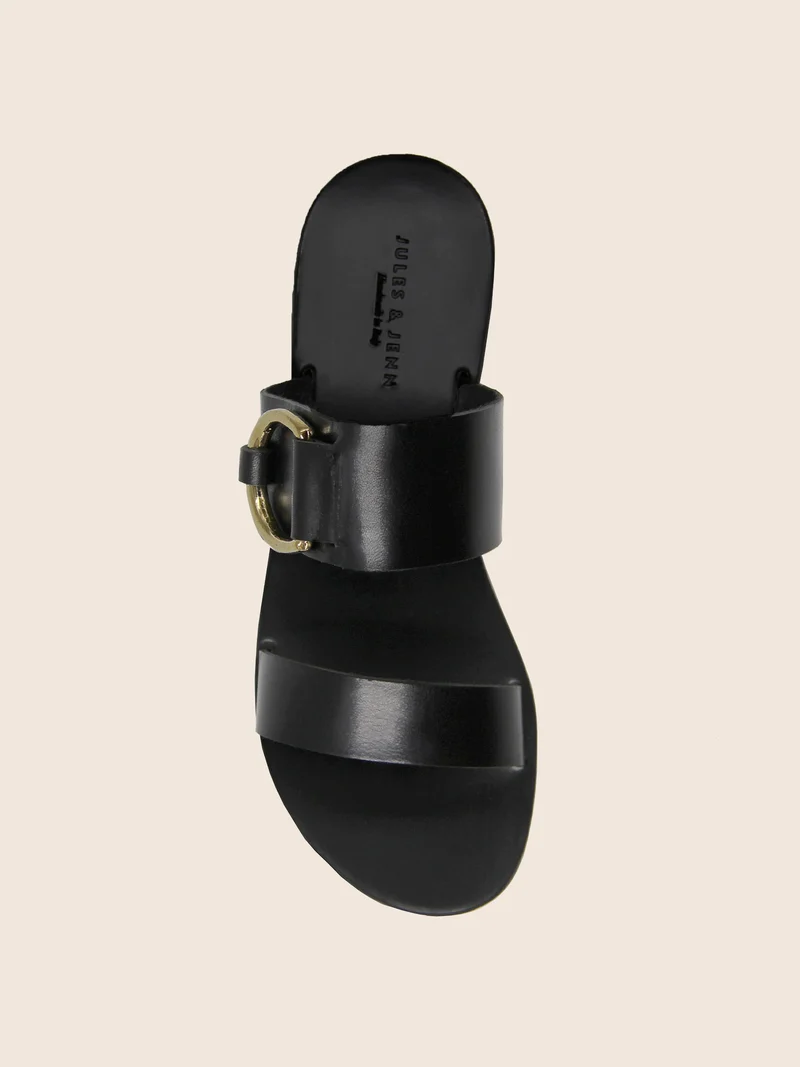 Sandales boucle cuir noir