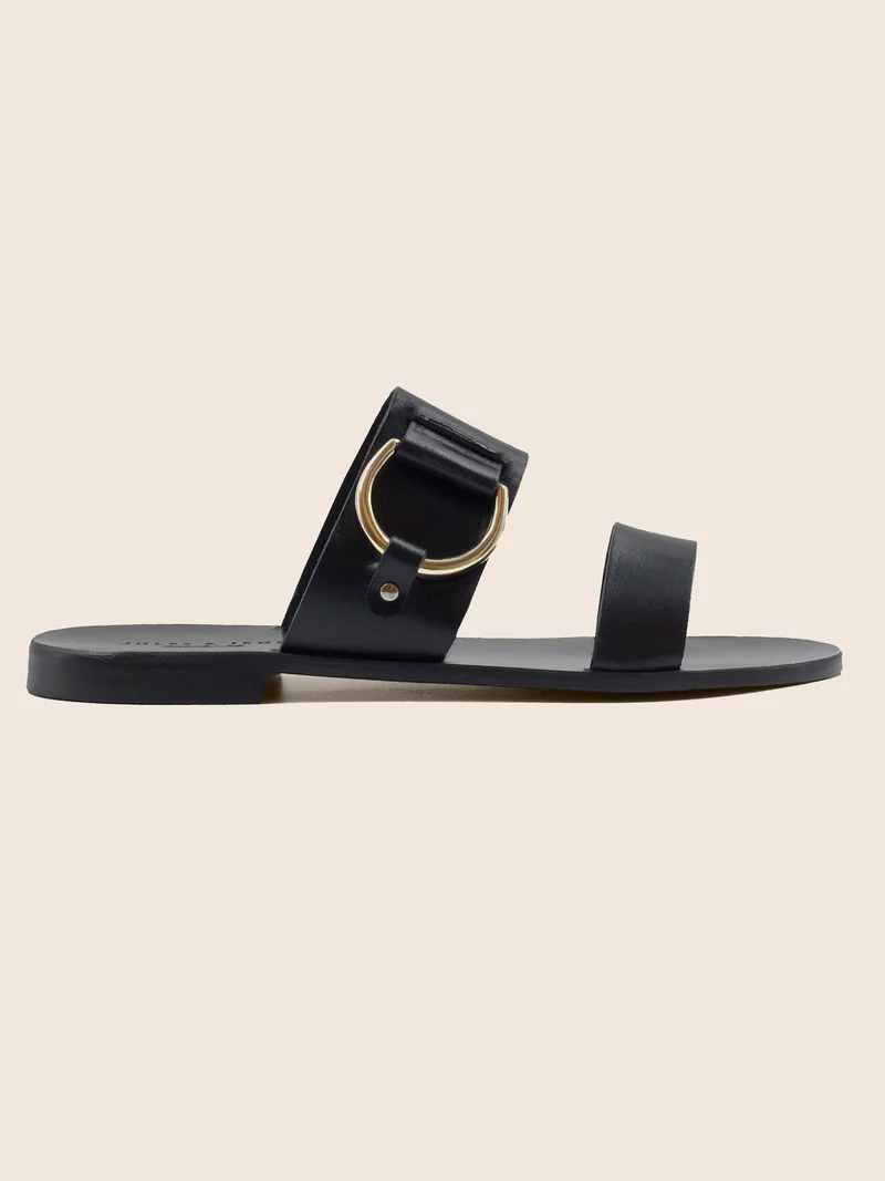 Sandales boucle cuir noir