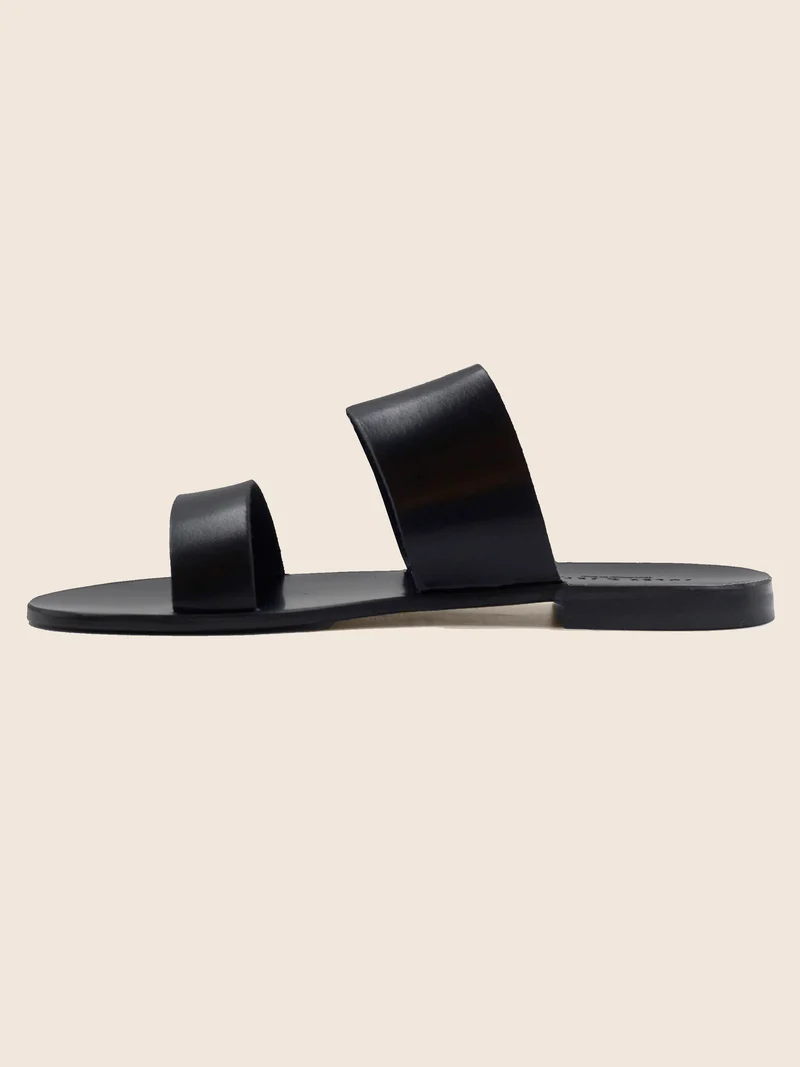 Sandales boucle cuir noir