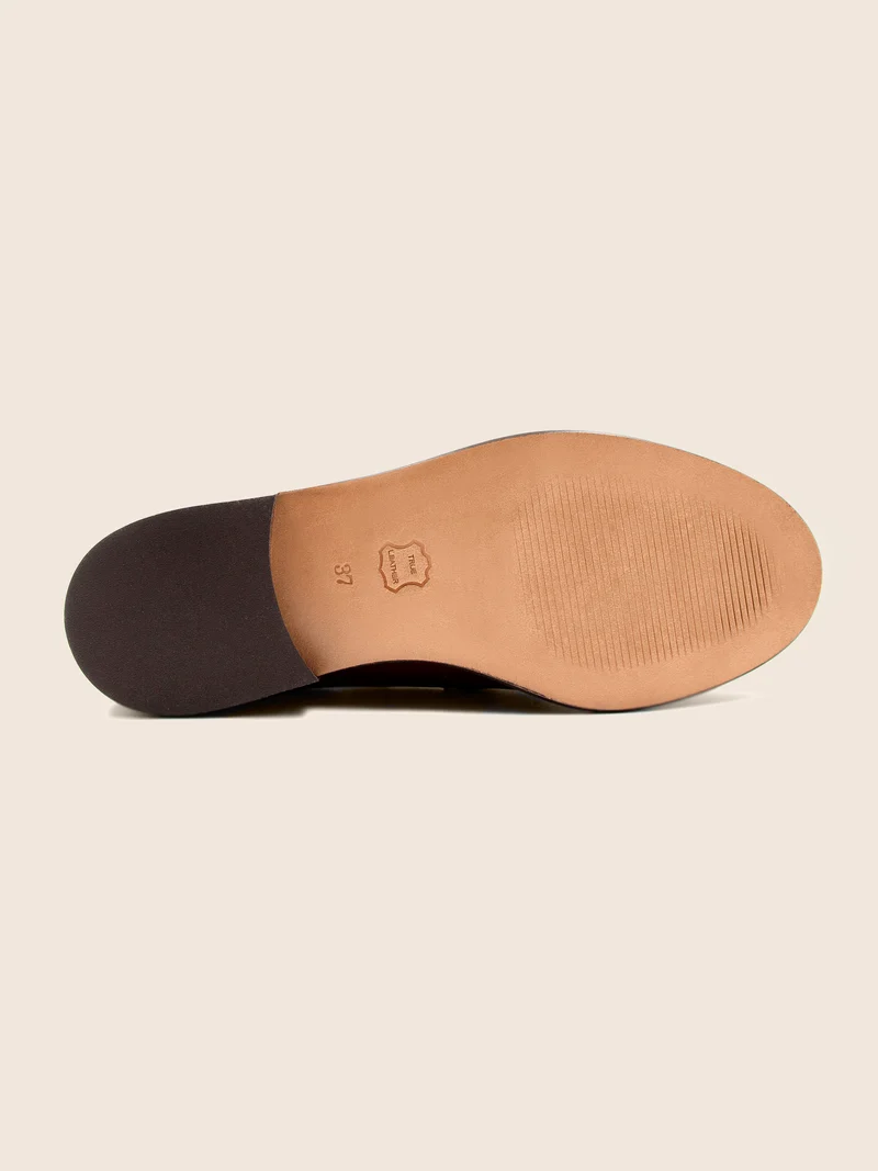 Mocassins cuir cognac blanc
