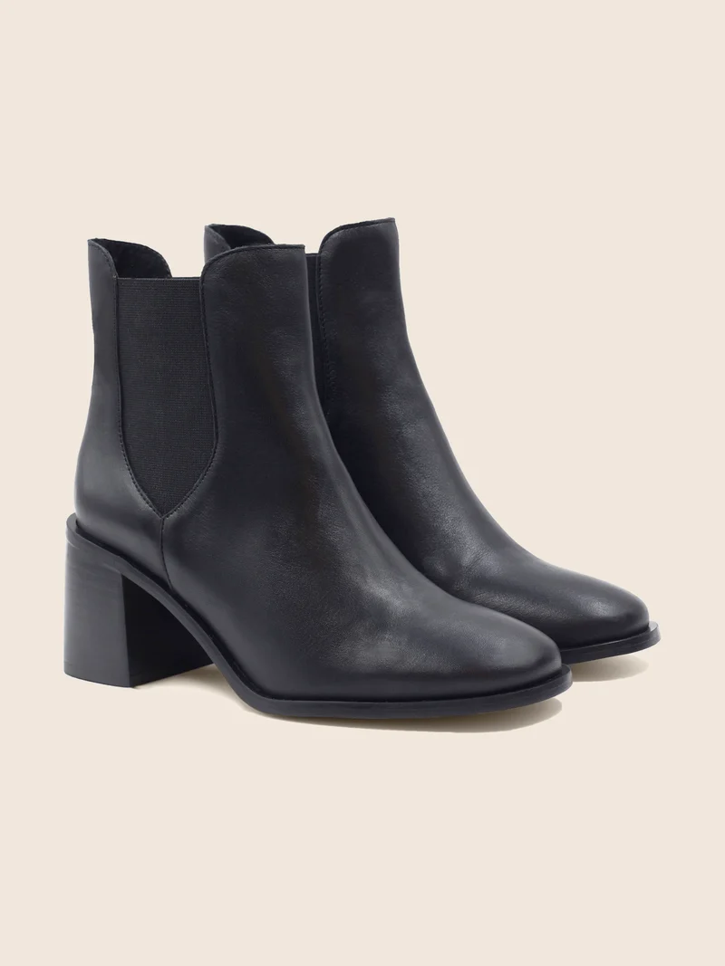 Bottines Chelsea talon cuir noir