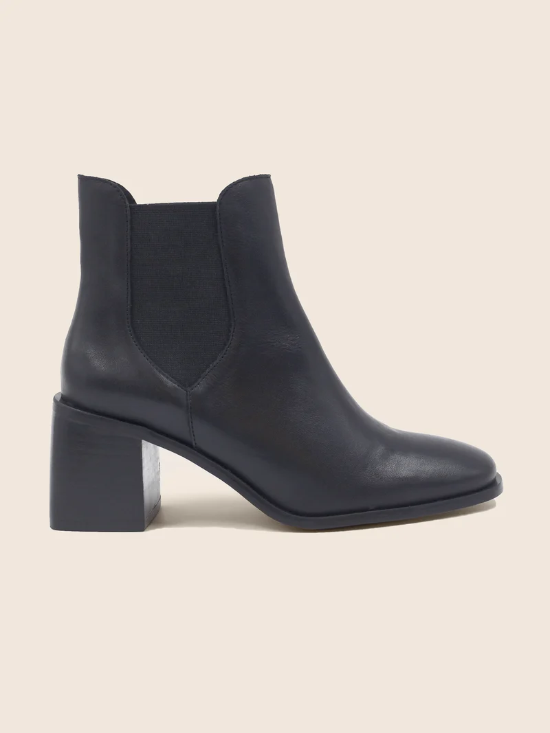 Bottines Chelsea talon cuir noir